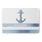 Nautical Boat Name,Anchor,Rope,Light Blue Stripes Badmat (Voorkant)