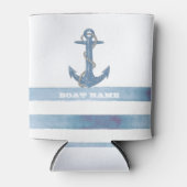Nautical Boat Name,Anchor,Rope,Light Blue Stripes Blikjeskoeler (Voorkant)