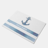 Nautical Boat Name,Anchor,Rope,Light Blue Stripes Deurmat (Schuin)