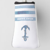 Nautical Boat Name,Anchor,Rope,Light Blue Stripes Golfheadcover (Draai 90)