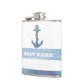 Nautical Boat Name,Anchor,Rope,Light Blue Stripes Heupfles (Links)