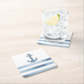 Nautical Boat Name,Anchor,Rope,Light Blue Stripes Kartonnen Onderzetters (Insitu)