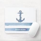 Nautical Boat Name,Anchor,Rope,Light Blue Stripes Muismat (Met muis)