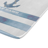 Nautical Boat Name,Anchor,Rope,Light Blue Stripes Snijplank (Hoek)