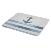 Nautical Boat Name,Anchor,Rope,Light Blue Stripes Snijplank (Hoek)
