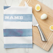 Nautical Boat Name,Anchor,Rope,Light Blue Stripes Theedoek (Quarter Fold)