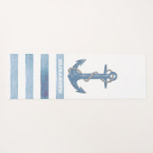 Nautical Boat Name,Anchor,Rope,Light Blue Stripes Yogamat (Achterkant (horizontaal))