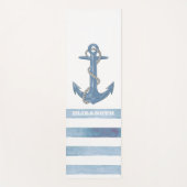 Nautical Boat Name,Anchor,Rope,Light Blue Stripes Yogamat (Voorkant)