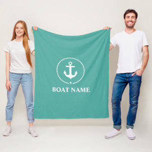 Nautical Boat Name Anchor Rope Medium Fleece Deken