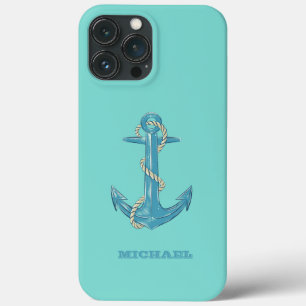 Nautical Boat Name,Anchor,Rope,Mint Green Case-Mate iPhone Case