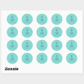 Nautical Boat Name,Anchor,Rope,Mint Green Ronde Sticker (Vel)