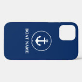 Nautical Boat Name Anchor Rope Navy Blue Case-Mate iPhone Case (Achterkant (horizontaal))
