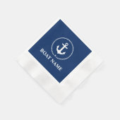 Nautical boat Name Anchor Rope Navy Blue Cocktail Servet (Hoek)
