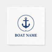 Nautical Boat Name Anchor Rope Navy Blue en White Servetten (Voorkant)