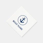 Nautical Boat Name Anchor Rope Navy Blue en White Servetten (Hoek)