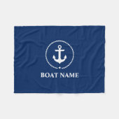 Nautical Boat Name Anchor Rope Navy Blue Fleece Deken (Voorkant (Horizontaal))
