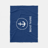 Nautical Boat Name Anchor Rope Navy Blue Fleece Deken (Voorkant)