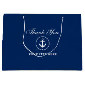 Nautical Boat Name Anchor Rope Navy Blue Large Cadeautasje (Voorkant)
