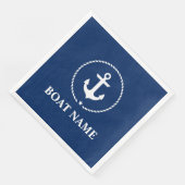Nautical Boat Name Anchor Rope Navy Blue Servetten (Hoek)