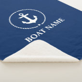 Nautical Boat Name Anchor Rope Navy Blue Sherpa Deken (3/4)
