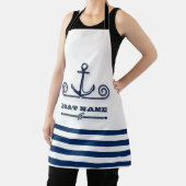 Nautical Boat Name,Anchor,Rope, Navy Blue Stripes Schort (Insitu)