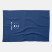 Nautical Boat Name Anchor Rope Navy Blue Theedoek (Horizontaal)