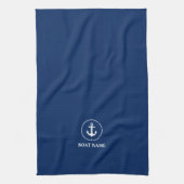 Nautical Boat Name Anchor Rope Navy Blue Theedoek (Verticaal)