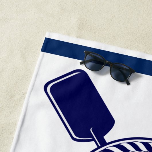 Nautical Boat Name Anchor Rope Navy Blue Welkom Strandlaken (In situ)