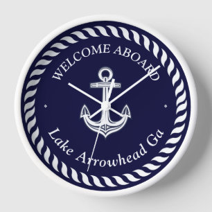 Nautical Boat Name Anchor Rope Navy Blue White