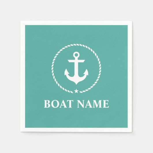 Nautical Boat Name Anchor Rope Servet (Voorkant)