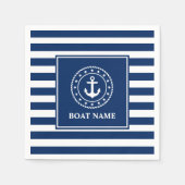 Nautical Boat Name Anchor Rope Stars Blue Stripes Servet (Voorkant)