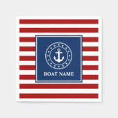Nautical Boat Name Anchor Rope Stars Stripes RWB Servet (Voorkant)