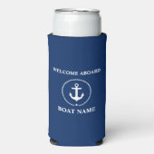 Nautical Boat Name Anchor Rope Welcome Aboard Seltzer Blikjeskoeler (Seltzer Voorkant)