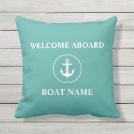 Nautical Boat Name Anchor Rope Welkom Buitenkussen