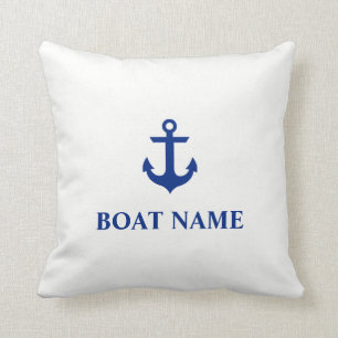 Nautical Boat Name Anchor Sierkussen White
