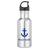 Nautical Boat Name Anchor Star Waterfles (Voorkant)