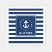 Nautical Boat Name Anchor Stars Blue Stripes Servet (Voorkant)