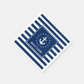 Nautical Boat Name Anchor Stars Blue Stripes Servet (Hoek)