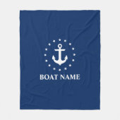 Nautical Boat Name Anchor Stars Navy Blue Fleece Deken (Voorkant)