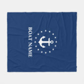 Nautical Boat Name Anchor Stars Navy Blue Fleece Deken (Voorkant (Horizontaal))