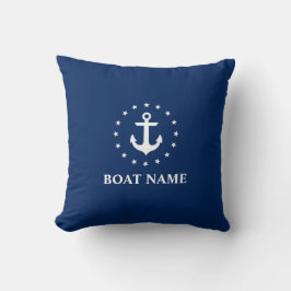 Nautical Boat Name Anchor Stars Navy Blue Kussen