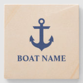Nautical Boat Name Anchor Stenen Onderzetter (Voorkant)