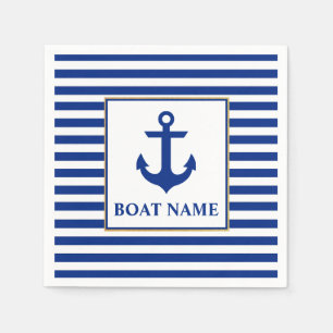 Nautical Boat Name Anchor Striped Servetten