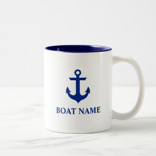 Nautical Boat Name Anchor Tweekleurige Koffiemok