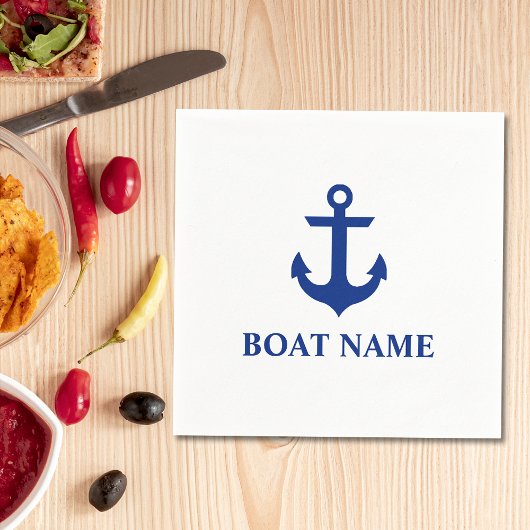 Nautical boat Name Anchor White Cocktail Servetten