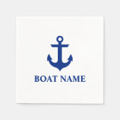 Nautical boat Name Anchor White Cocktail Servetten (Voorkant)