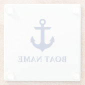 Nautical Boat Name Anchor White Glazen Onderzetter (Achterkant)