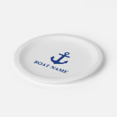 Nautical Boat Name Anchor White Papieren Bordje (Gekanteld)