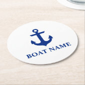 Nautical Boat Name Anchor White Ronde Kartonnen Onderzetter (Gebogen)