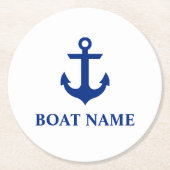 Nautical Boat Name Anchor White Ronde Kartonnen Onderzetter (Voorkant)
